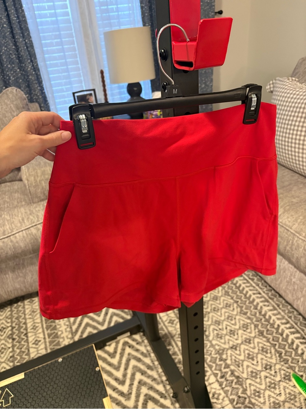 CRZ YOGA Red Women's Athletic Shorts with Side Pockets